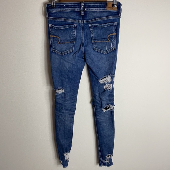 American Eagle Next Level Stretch Shredded Jegging Crop Jeans Size 6 - Picture 6 of 9